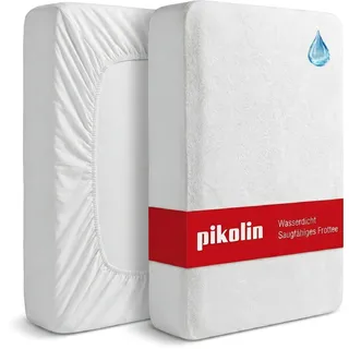 PIKOLIN Matratzenschutz für Babybetten 70 x 140 cm - wasserdichtes saugfähiges Frottee - bis 32 cm - atmungsaktiv, geräuschlos, Oeko-TEX, Rundumschutz - Premium Matratzenauflage für Kinderbetten