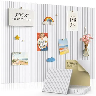 JBER 180 x 120cm Groß Filz Pinnwand Selbstklebend, Bulletin Board Wanddekoration, Akustikpaneele, Faltbare Fototafel mit Selbstklebendem Klebeband, Vision Board für Büros Küche Schule, Weiß
