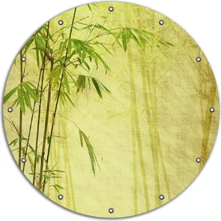 Wallario rundes Outdoor-Poster für Garten oder Balkon, Motiv Antiker Bambus, 90 cm Durchmesser - Gelb