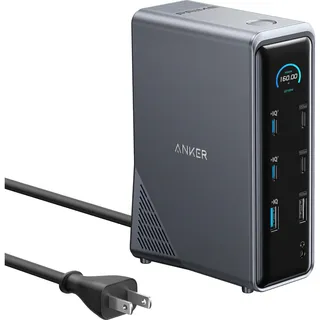 Anker Prime 737 14-in-1-Dockingstation, 160 W, GaN, AC-DC, Smart-Schnittstelle, Schwarz