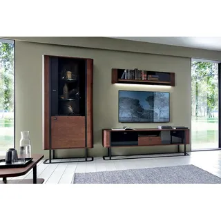 s Modern Set TV-Lowboard Wohnzimmer Vitrine Designer Einrichtung - Braun