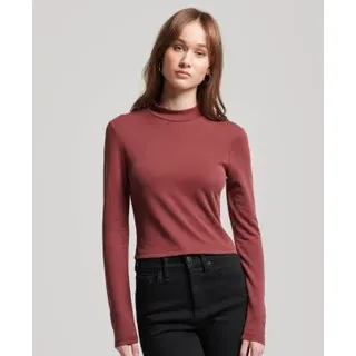 Superdry für Damen. W6011737A Langärmeliges burgunderfarbenes T-Shirt mit offenem Rücken (XL), Lässig, Modal, Langarm, Bordeaux