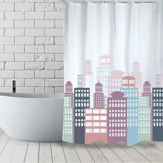 MSV Duschvorhang Cities 140 cm x 180 cm Bunt