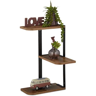 Relaxdays Eckregal 42,5 x 26,5 x 26,5 cm Braun/Schwarz