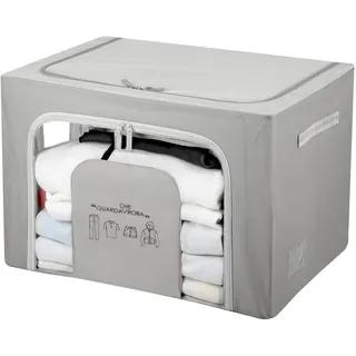 KASANOVA 1 KLEIDERBOX CM 60X42X40 GRAU SCHRIFTZUG, Polyester Eisen MDF-Faserplatte PVC-Kunststoff, gray