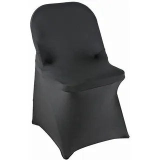 WELMATCH Klappstuhlhussen aus schwarzem Spandex, 50 Stück, für Hochzeiten, Veranstaltungen, Partys, Dekoration, dehnbar, elastisch, Stuhlhussen (Schwarz, 50)
