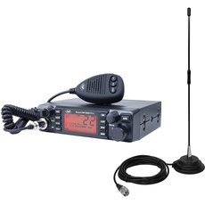 PNI CB Radio Escort HP 9001 PRO ASQ einstellbar, AM-FM, 12 V / 24 V, 4 W + CB-Antenne Extra 40 mit Magnet, 30 W, 26-30 MHz, SWR 1,0, Glasfaser