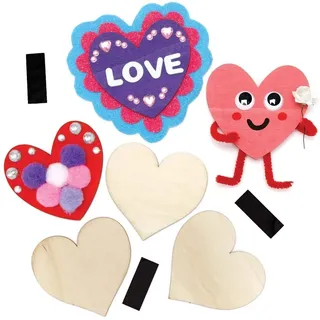 Baker Ross AX692 Kühlschrankmagnete in Herzform, 12 Stück, Kühlschrankmagnete für Kinder, Malerei, Kunst und Handwerk, ideal zum Valentinstag