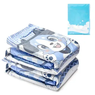 LittleForBig 5500-5800 ml Verstellbare Klettverschluss Erwachsenen Bedruckte Rückenwindel aus Stoff 2 Stücke - Little Blue BabyFur (L)