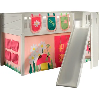 Vipack Hochbett Scott 90 x 200 cm Kiefer massiv lackiert weiß rosa