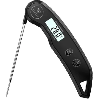 DOQAUS Digitales Fleischthermometer Bratenthermometer Ofenthermometer Grillthermometer Küchen 3s Schnellmessung, ±0,5°C Genauigkeit, LCD-Backlight, Wohnmobilküchen für Grill, BBQ & Küche (Schwarz)