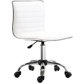 Homcom Friseurstuhl, Drehstuhl, Stahl PU, Weiß , Metall , 48x90x52 cm , Büromöbel, Bürostühle, Drehstühle