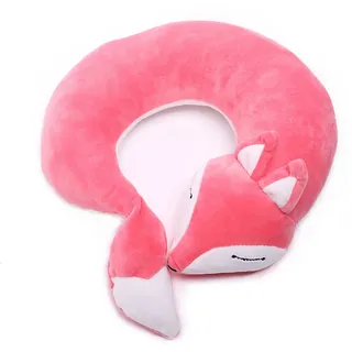 Maibar Reisekissen Kinder Flugzeug Tier Fuchs Nackenkissen Nackenhörnchen Erwachsener Flugzeuge Auto Reisekissen (Pink)