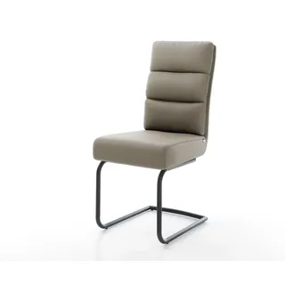 Schwingstuhl Pela-Flex Freischwinger rund Schwarz Echt-Leder Schlamm Taschenfederkern - Beige, Braun