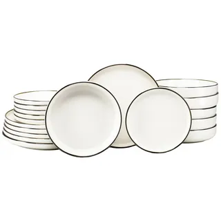 Teller-Set CREATABLE "Nordic Festive, Service 18-tlg.", creme, 18, Steinzeug, Geschirr-Sets, Teller-Set, Teller Set, Minimalistisches Design, Dezente goldene Akzente