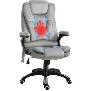 Vinsetto Massage Sessel höhenverstellbarer Bürostuhl mit Massagefunktion Relaxsessel Grau , Kunststoff , Füllung: Schaumstoff,Schaumstoff , 74x116x67 cm , Büromöbel, Bürostühle, Drehstühle
