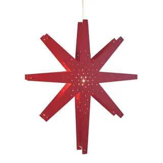 Best Season Holzstern "Tall" Farbe: rot, ca.70 x 60 cm, incl. Kabel, 268-45 - Rot
