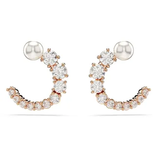 Swarovski Matrix Kreolen, Kristallperle, Rundschliff, Weiß, Roségold-Legierungsschicht