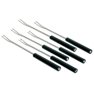 Alessi Mami Set bestehend aus sechs Bourguignonnegabel aus Edelstahl und Griff aus Holz, 4 x 28.2 x 20.5 cm, Silber, 6 Stück