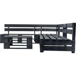 vidaXL 4-tlg. Garten-Lounge-Set aus Paletten Schwarz Holz - Schwarz
