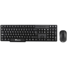 NGS EUPHORIA KIT PT - Kabellose Tastatur und Maus 2.4GHz, Tastatur mit Minimalistischem und Spritzwassergeschütztem Design, QWERTY Portugiesisch, Optische Maus mit 1200 dpi, Ergonomische Maus, Schwarz