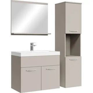 Badplaats Badmöbel Komplettset Montreal 60 x 35 cm Cashmere - Badezimmermöbel mit Waschbecken, Spiegel und Badezimmerschrank - Beige