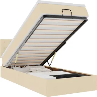 vidaXL Ottomane Bett mit Matratze & LEDs Creme 90x200 cm Stoff - Creme