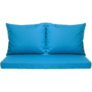 Setgarden  Mix Bench Kissen Outdoor Kissen Bankauflage 120x60+2x50x56cm Kissen Für 2-Sitzer Bänke 1tlg Blau