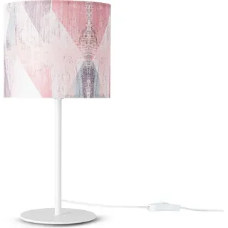 Wandleuchte Stofflampenschirm Tischlampe Nachttischlampe E14 Vintage Retro Rund - Weiß