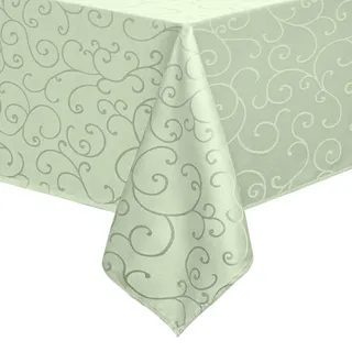 Romanstile Tischdecke Outdoor abwaschbar 140x180 cm Hellgrün rechteckig Damast-Jacquard Table Cloth Tischdecken Tischtuch Deko für Ostern Garten Partys im Freien Geburtstag Party Frühling