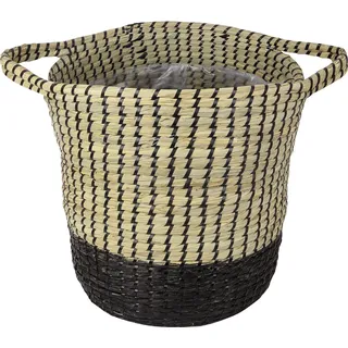 Pflanzkorb Seegras Ø 38 cm x 40 cm Natur-Schwarz
