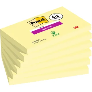 Post-it Super Sticky Notes Promotion, Kanariengelb, Packung mit 6 Blöcken, 90 Blatt pro Block, 76 mm x 127 mm, Farbe: Gelb - Selbstklebende Notizzettel für Notizen, To-Do-Listen und Erinnerungen