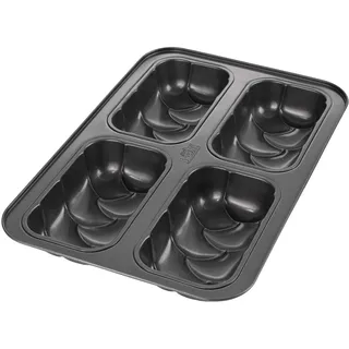 RBV Birkmann Birkmann, Laib & Seele Mini-Hefezopfblech, eckige Backform für 4 kleine Hefezöpfe, Karbonstahl, Antihaftbeschichtung, mit Rezept, 210301