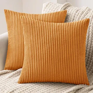 MIULEE 2er Set Kissenbezug 40x40 cm Kord Kissenhülle Sofakissen Orange