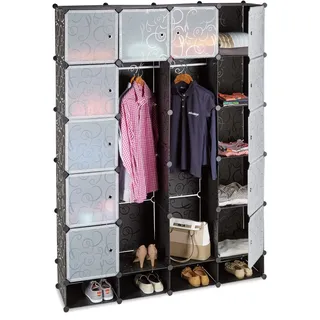 Relaxdays Kleiderschrank, Stecksystem 18 Fachböden 145,0 x 36,5 x 198,0 cm