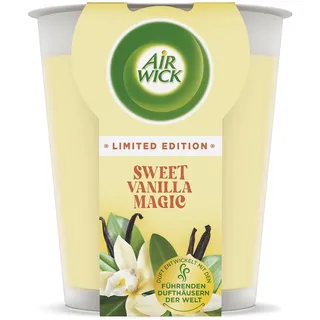 Air Wick Wohlfühl-Duftkerze XL im Glas – Duft: Sweet Vanilla Magic – Bis zu 40 Stunden Brenndauer – Enthält natürliche ätherische Öle – 220 g Duftkerze