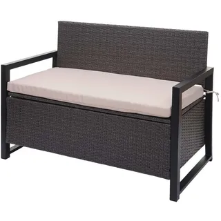 MCW Poly-Rattan 2ER Sitzbank Grau, Beige , Kunststoff , 117x87x57 cm , Gartenmöbel, Gartenbänke