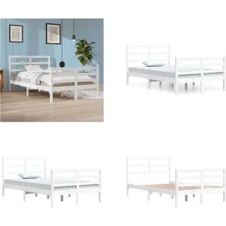 vidaXL Massivholzbett Weiß Kiefer 120x200 cm - Bettrahmen - Bettgestell - Bett - Holzbett - Weiß