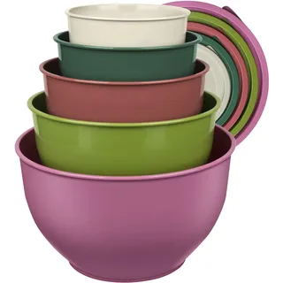 Greentainer Salatschüssel Set mit Deckel, Rührschüsseln aus Kunststoff, Stapelbare Nesting-Schüssel-Set für Küche,Große Schüsselset,Servierschalen ideal zum Mischen und Servieren, BPA-frei