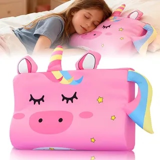 HOVCEH Schlummerkids Kissen, Kinderkopfkissen, 45 * 27 * 6 cm Calmly Kissen, Schlummerkids Kissenkinder, Calmly Kinderkissen, Ergonomisch Kinder Kopfkissen für Besseren Schlaf (Rosa)