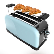Cecotec Vertikaler Toaster mit 2 langen Schlitzen Toastin' Time 1500 Blau. 1500 W, 4 Brotscheiben, 3,8 cm breiter Schlitz, Brötchenaufsatz und Krümelschublade, Edelstahl und Blau