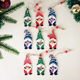 Regendeko Weihnachtsbaumschmuck Holz, 9 Stück Wichtel Christbaumanhänger Vintage, Weihnachtsbaum Dekoration (Rot-Grün-Blau​)