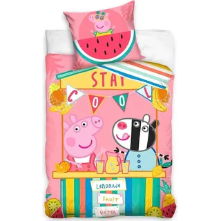 Peppa Pig Lemonade Bettbezug - 140x200 cm - 70 x 90 cm - Rosa, Violett