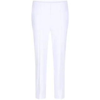 Stretch-Hose GOLDNER "Kurzgröße Elegante 7/8-Hose mit Biesen", Damen, Gr. 22, K-Gr, weiß, Obermaterial: 67% Baumwolle CO. 28% Polyamid PA. 5% Elasthan EL., schmal, Hosen Stretch-Hose, kleiner Schlitz am Beinabschluß