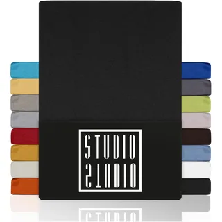 STUDIO Basic Spannbettlaken 90x200cm – Jersey-Spannbetttuch aus 100 % gekämmter Baumwolle – Anthrazit – Öko-Tex Zertifiziert, bügelfrei & elastisch – für Matratzen 15–25 cm