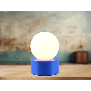 LED Nachttischlampe Blau Fensterbank mit Touch dimmbar Kugel Glas Weiß Ø 12cm