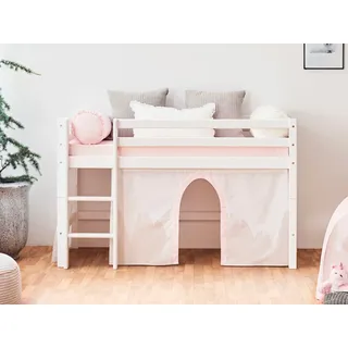 Hoppekids Hochbett Winter Wonderland 70 x 160 cm Kiefer massiv weiß rosa