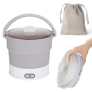Elektrischer Hot Pot Faltbar,CEIEVER Tragbarer Reisekocher 1L Tragbarer Faltbarer elektrischer Kochtopf Kocher Reisetopf Mini-Topf für Wohnheim Camping Zuhause,Büro,Reisen