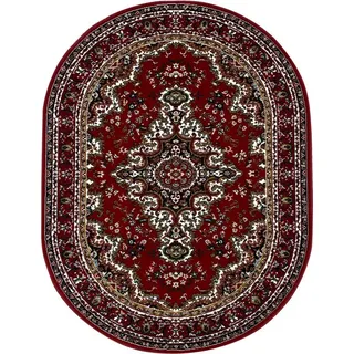 Home Affaire Teppich »Oriental, Made in Belgium«, oval, 7 mm Höhe, Orient-Optik, mit Bordüre, Kurzflor, pflegeleicht, elegant, rot