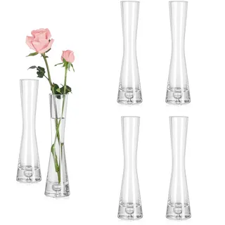 Hewory Blumenvase Modern 6er Glasvasen, 20cm Vase Schmal Vasen Glas Blumen Vase für Tischdeko, Glasvase Handmade Tulpenvase für Eine Rose für Hochzeitsdeko Tisch Deko Wohnzimmer Esstisch Startseite